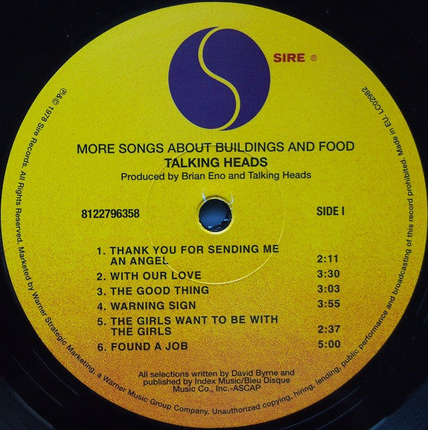 Talking Heads : More Songs About Buildings And Food (LP, Album, RE, 180)