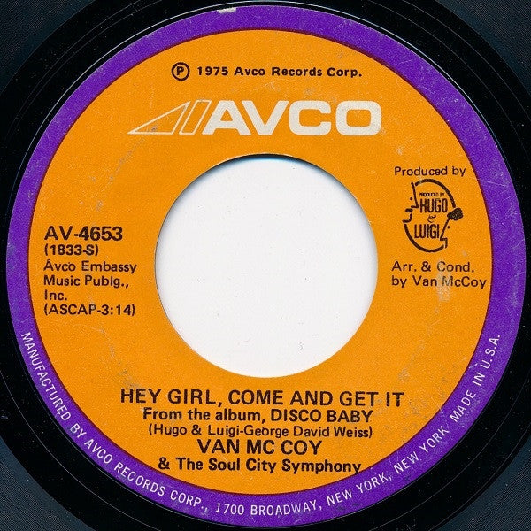 Van McCoy & The Soul City Symphony : The Hustle (7", Single, Styrene, She)