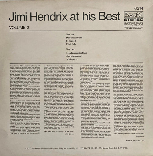 Jimi Hendrix : Jimi Hendrix At His Best (Volume 2) (LP)