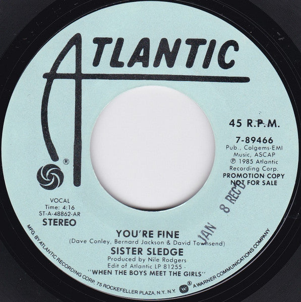 Sister Sledge : You're Fine (7", Promo, AR )
