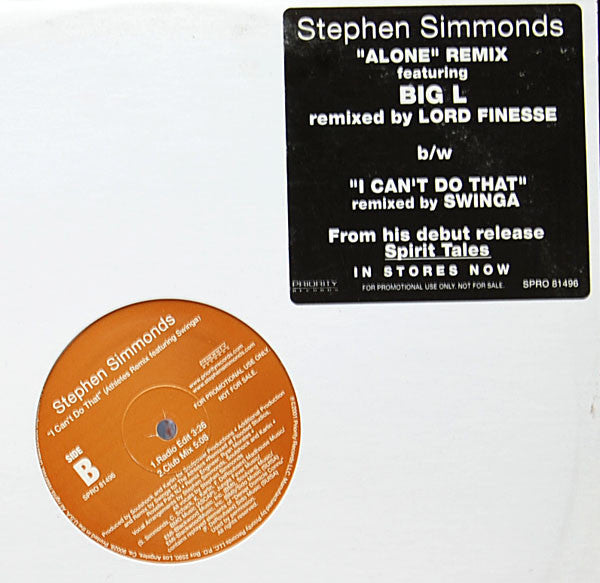 Stephen Simmonds : Alone (12", Promo)