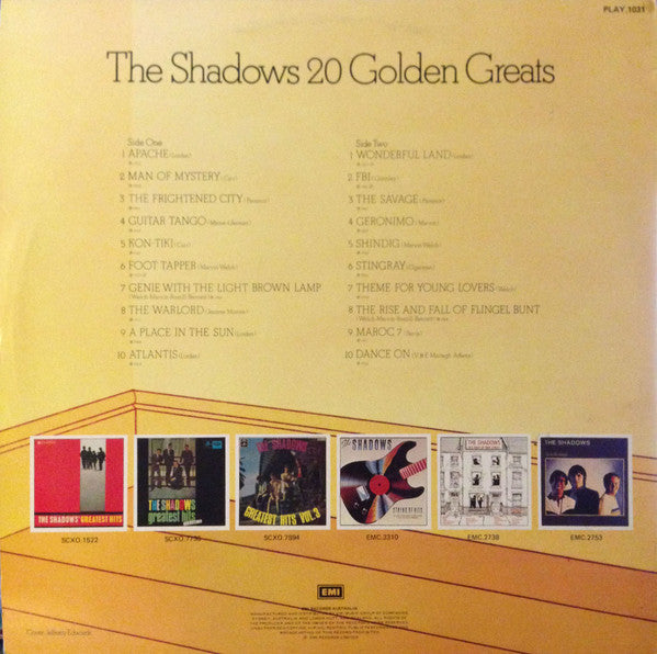 The Shadows : 20 Golden Greats (LP, Comp, RE)