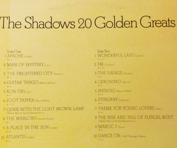 The Shadows : 20 Golden Greats (LP, Comp, RE)