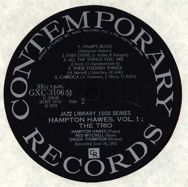 Hampton Hawes Trio : Hampton Hawes Trio, Vol. 1 (LP, Album, Mono, RE)