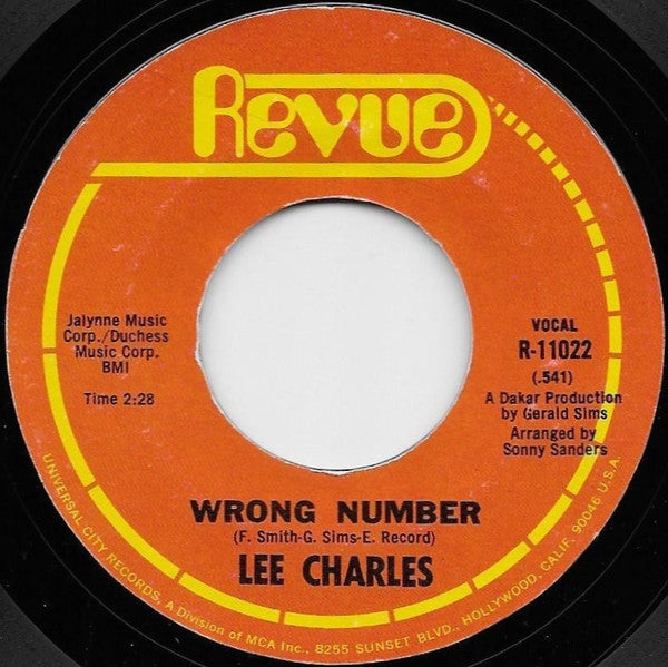 Lee Charles : Wrong Number (7", Single)