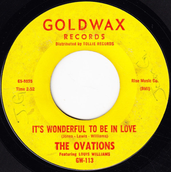 The Ovations : It's Wonderful To Be In Love / Dance Party (7", Single, Styrene)