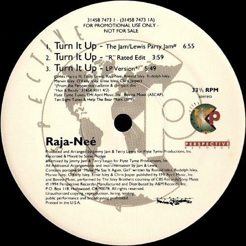 Raja-Neé : Turn It Up (12", Promo)