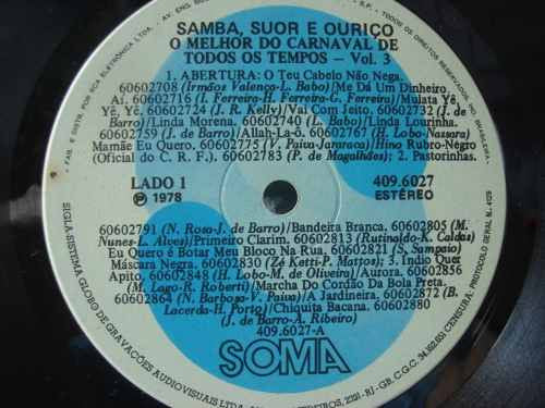 Samba Livre : Samba, Suor E Ouriço - O Melhor Do Carnaval De Todos Os Tempos - Vol. 3 (LP, Album)