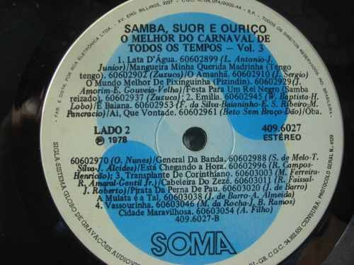 Samba Livre : Samba, Suor E Ouriço - O Melhor Do Carnaval De Todos Os Tempos - Vol. 3 (LP, Album)