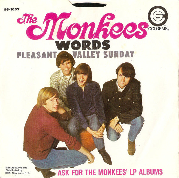 The Monkees : Pleasant Valley Sunday / Words (7", Single, Roc)