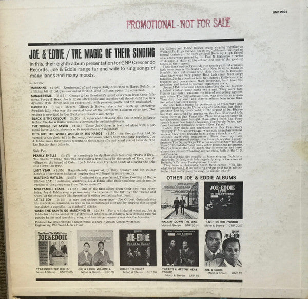 Joe & Eddie : The Magic Of Their Singing (LP, Album)