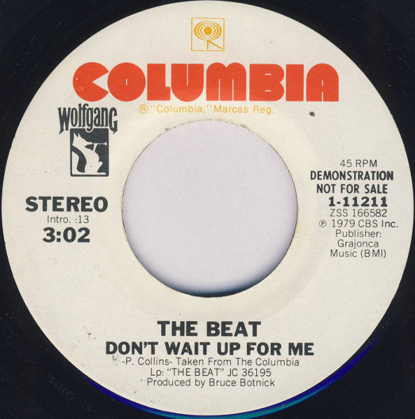 The Beat* : Don't Wait Up For Me (7", Promo)