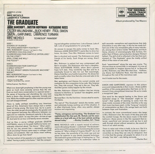 Paul Simon, Simon & Garfunkel, David Grusin* : The Graduate: The Original Sound Track Recording (LP, Album, RE)