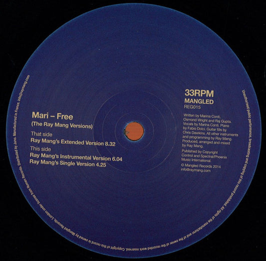 Mari* : Free (The Ray Mang Versions) (12")