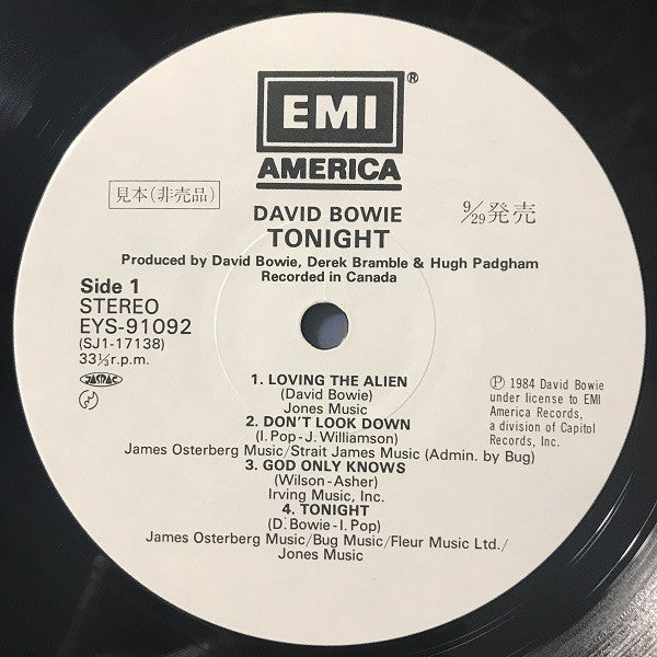 David Bowie : Tonight (LP, Album, Promo)