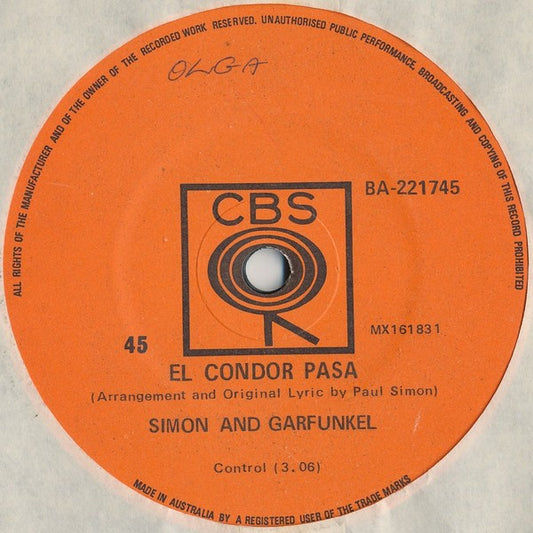 Simon And Garfunkel* : El Condor Pasa (7", Single)