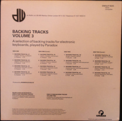 Paradox (20) : Backing Tracks Volume 3 (LP, Album)