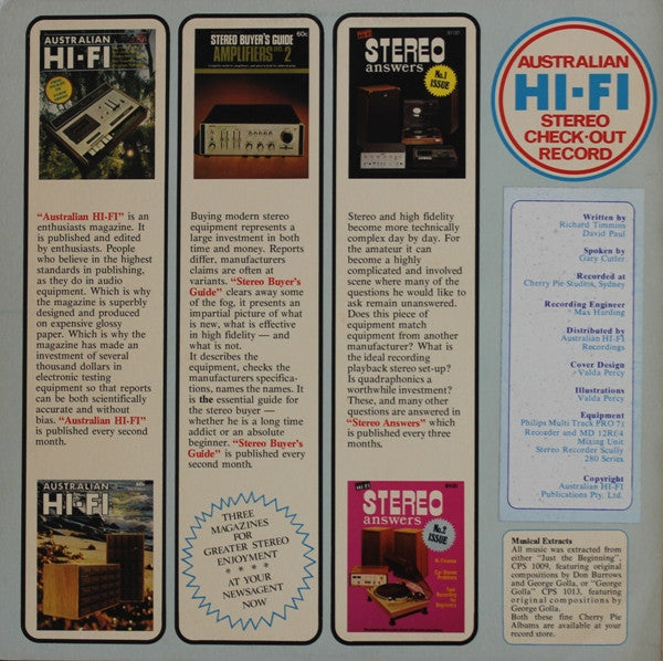 No Artist : Australian Hi-Fi Stereo Check-out Record (LP, Gat)