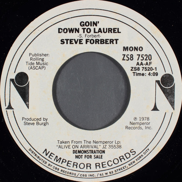 Steve Forbert : Goin' Down To Laurel (7", Mono, Promo)