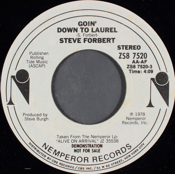 Steve Forbert : Goin' Down To Laurel (7", Mono, Promo)