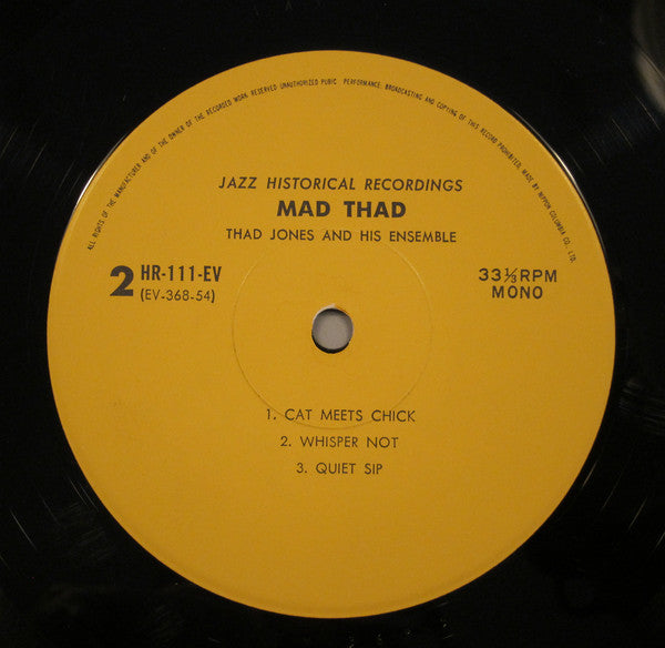 Thad Jones And His Ensemble : Mad Thad (LP, Album, Mono)