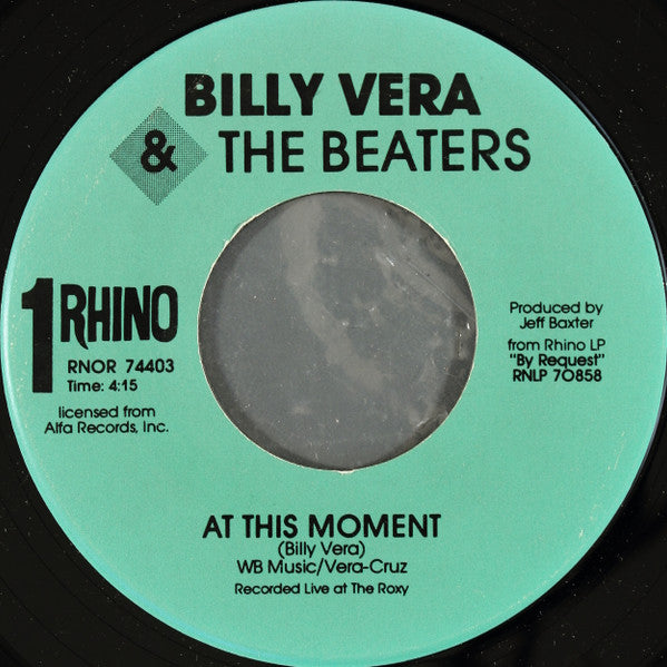 Billy Vera & The Beaters : At This Moment (7", Rai)