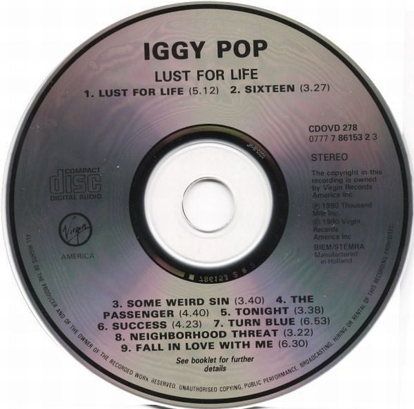Iggy Pop : Lust For Life (CD, Album, RE, RP)