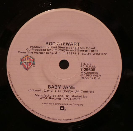 Rod Stewart : Baby Jane (7", Single)