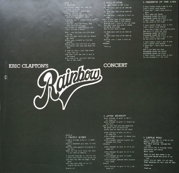 Eric Clapton : Eric Clapton's Rainbow Concert (LP, Album)