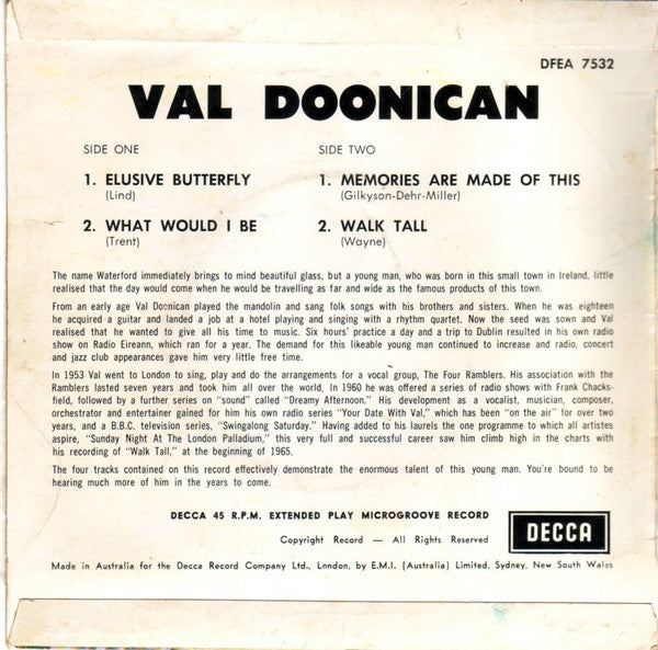 Val Doonican : Val Doonican (7", EP)