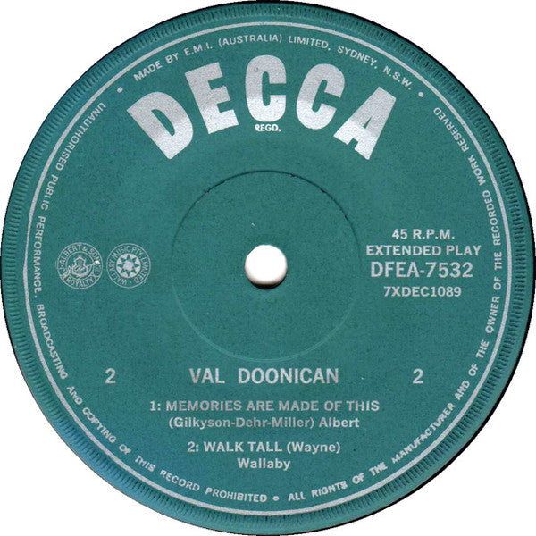 Val Doonican : Val Doonican (7", EP)