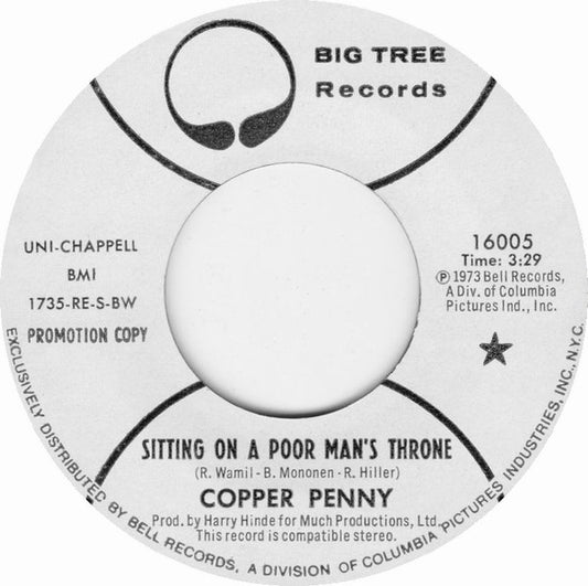 Copperpenny : Sitting On A Poor Man's Throne (7", Promo)