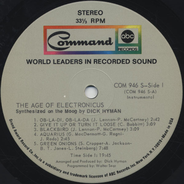 Dick Hyman : The Age Of Electronicus (LP, Album, Gat)