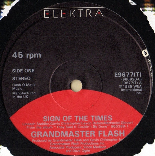 Grandmaster Flash : Sign Of The Times (12")