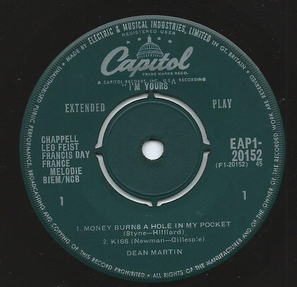 Dean Martin : I'm Yours (7", EP, Mono)