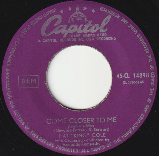 Nat King Cole : Come Closer To Me = Acercate Mas (7", Single)