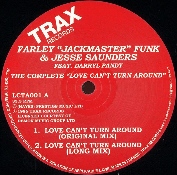 Farley "Jackmaster" Funk & Jesse Saunders Feat. Darryl Pandy : The Complete Love Can't Turn Around (12", RE, RM)