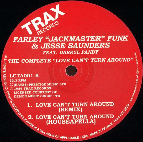 Farley "Jackmaster" Funk & Jesse Saunders Feat. Darryl Pandy : The Complete Love Can't Turn Around (12", RE, RM)