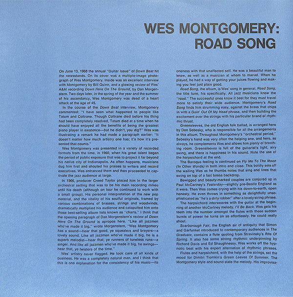Wes Montgomery : Road Song (LP, Album, Ltd, RE)