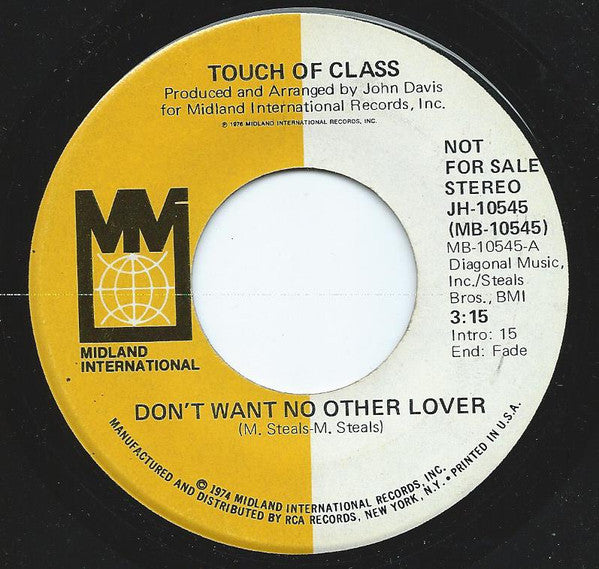 Touch Of Class : Don't Want No Other Lover (7", Single, Mono, Promo)
