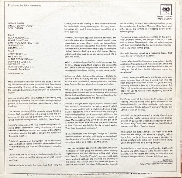 Lonnie Smith : Finger-Lickin' Good Soul Organ (LP, Album, Mono)