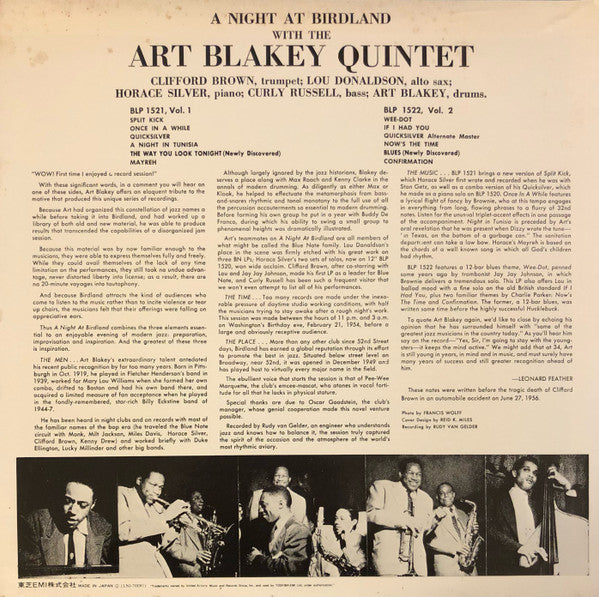 Art Blakey Quintet : A Night At Birdland, Volume 1 (LP, Comp, Mono, RE)