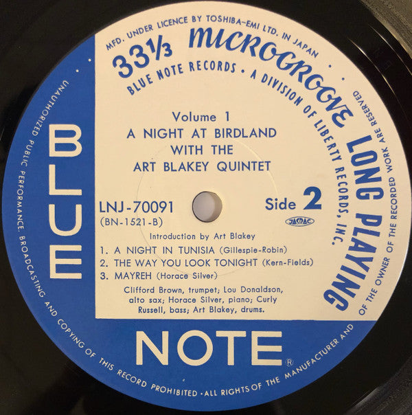 Art Blakey Quintet : A Night At Birdland, Volume 1 (LP, Comp, Mono, RE)