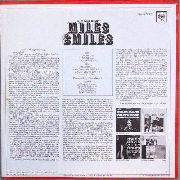 The Miles Davis Quintet : Miles Smiles  (LP, Album, RE, Pit)