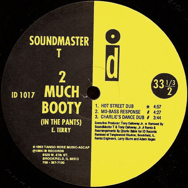 Soundmaster T : 2 Much Booty (In The Pants) (12")