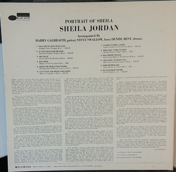 Sheila Jordan : Portrait Of Sheila (LP, Album, RE)