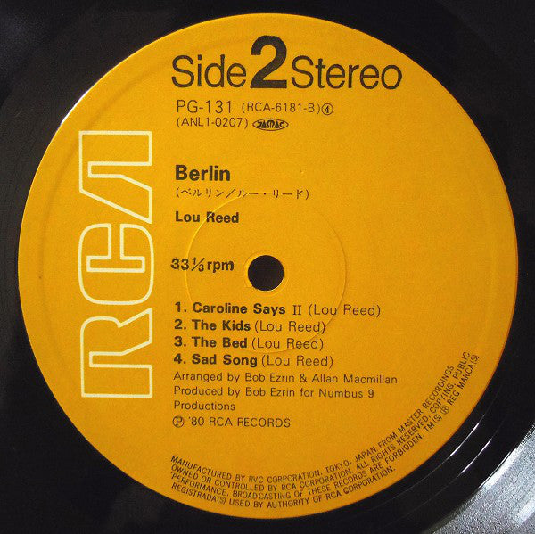 Lou Reed : Berlin (LP, Album, Ltd, RE)