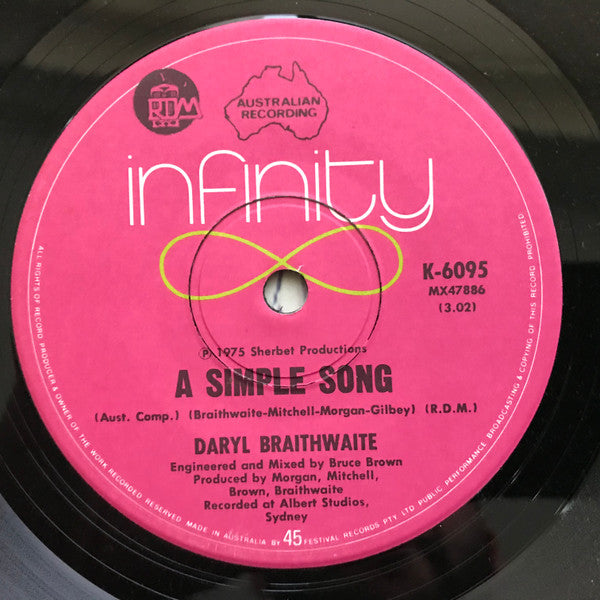 Daryl Braithwaite : Cavalry (7", Single)