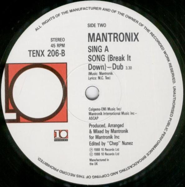 Mantronix : Sing A Song (12", Single)