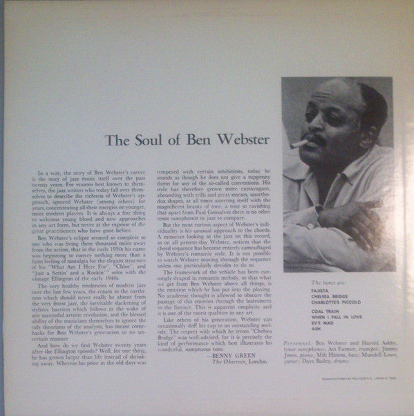 Ben Webster : The Soul Of Ben Webster (LP, Album, RE)